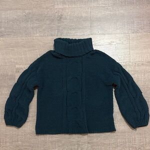 Seven7 Dark Teal Cable Turtleneck Sweater